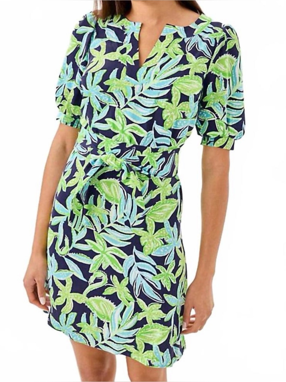Lilly Pulitzer Olivine Women’s Navy Blue Tropical Leaf Print Dress